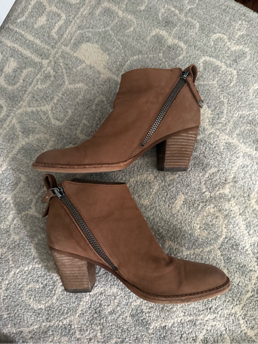 Dolce Vita Chestnut Brown Side-Zip Stacked Heel Booties